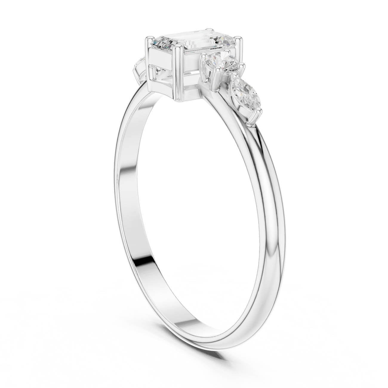 .46 Ct. Emerald-Cut Diamond Ring with Round and Marquise Accents (HLR-90) 9