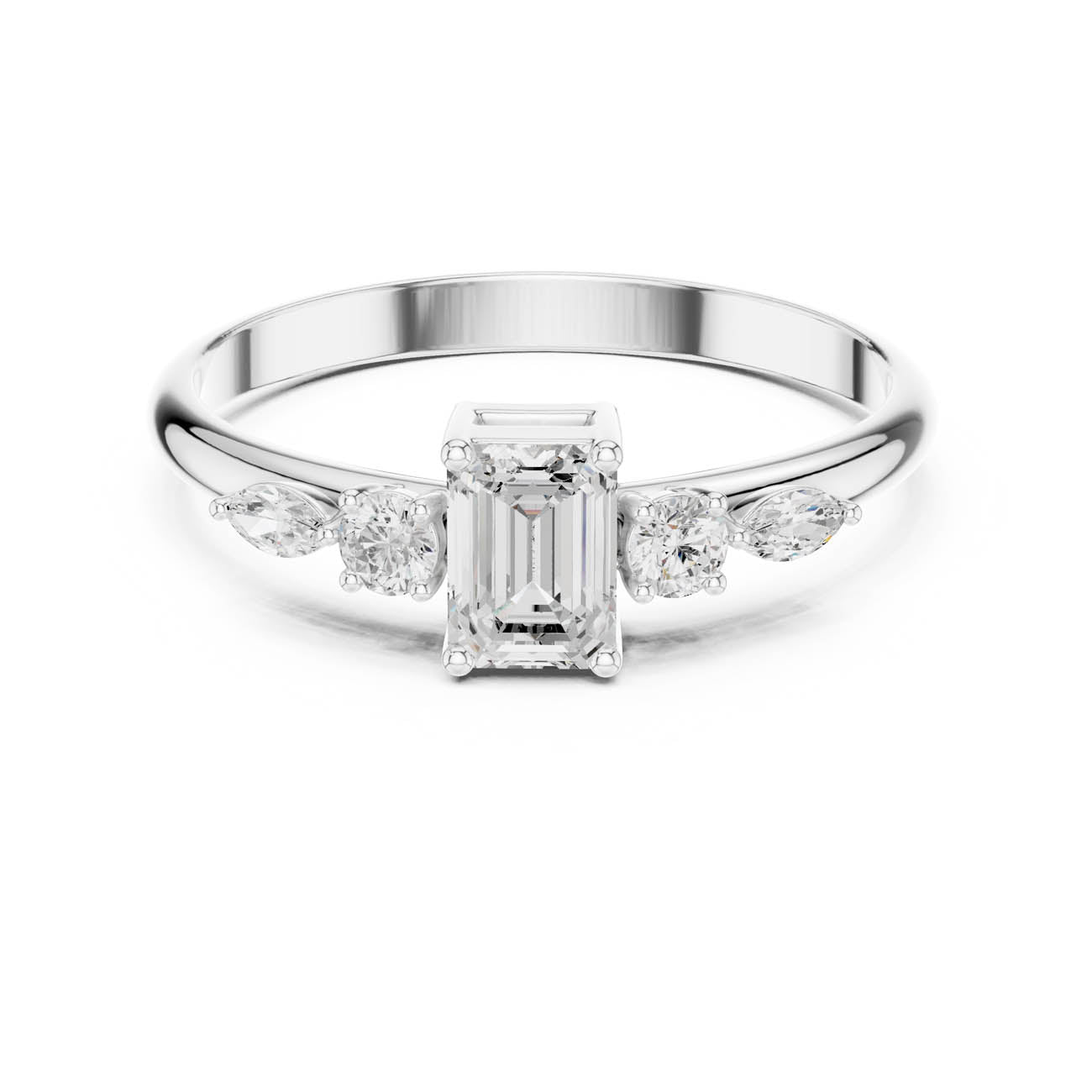 .46 Ct. Emerald-Cut Diamond Ring with Round and Marquise Accents (HLR-90)