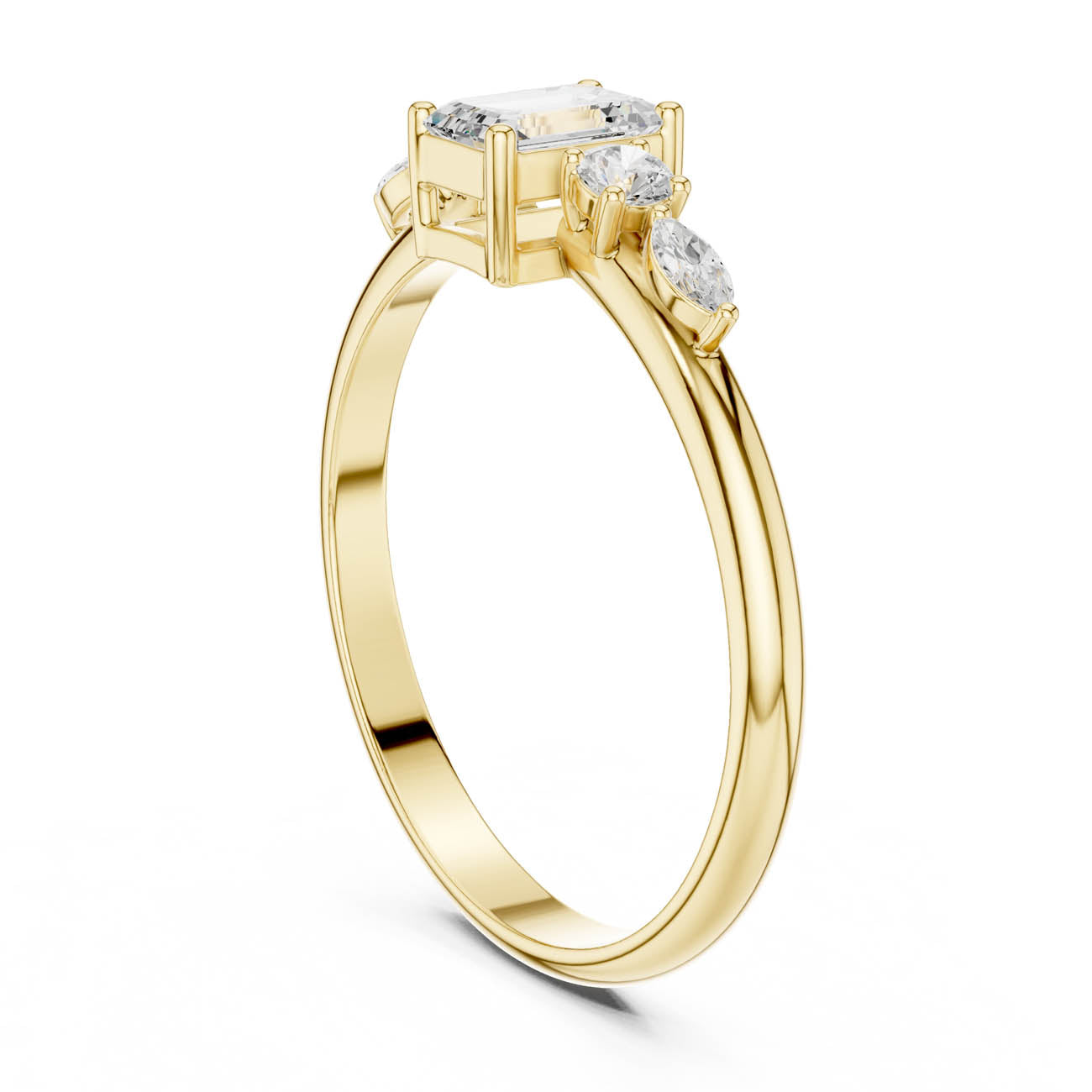 .46 Ct. Emerald-Cut Diamond Ring with Round and Marquise Accents (HLR-90) 3