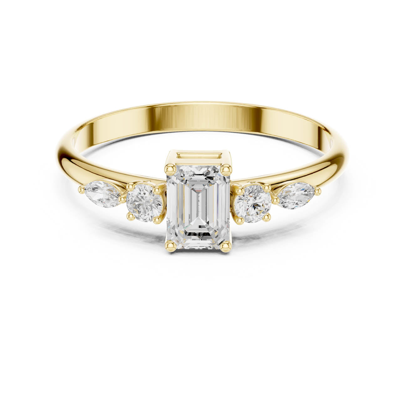 .46 Ct. Emerald-Cut Diamond Ring with Round and Marquise Accents (HLR-90) 5