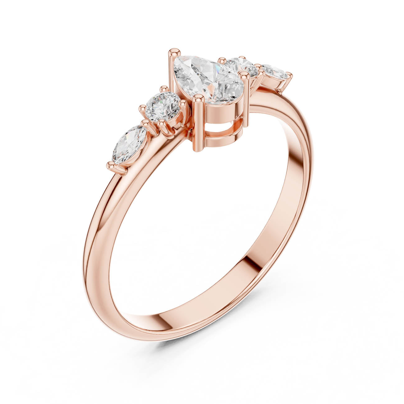 .38 Ct. Pear Diamond Ring with Round and Marquise Side Stones (HLR-91) 8