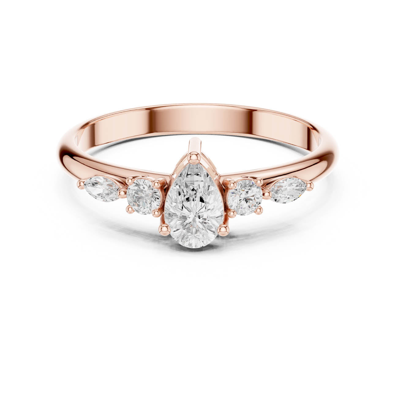 .38 Ct. Pear Diamond Ring with Round and Marquise Side Stones (HLR-91) 7