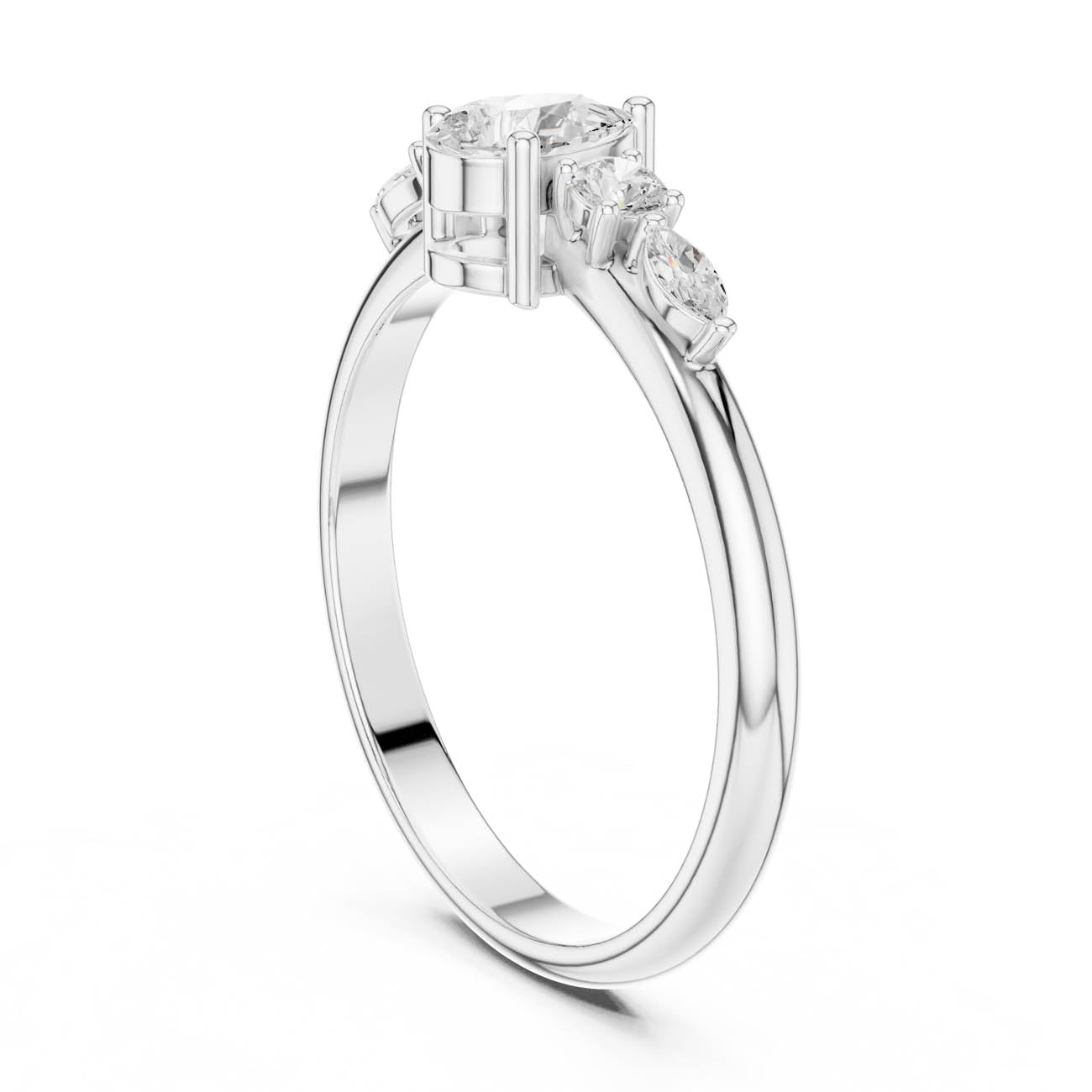 .38 Ct. Pear Diamond Ring with Round and Marquise Side Stones (HLR-91) 9