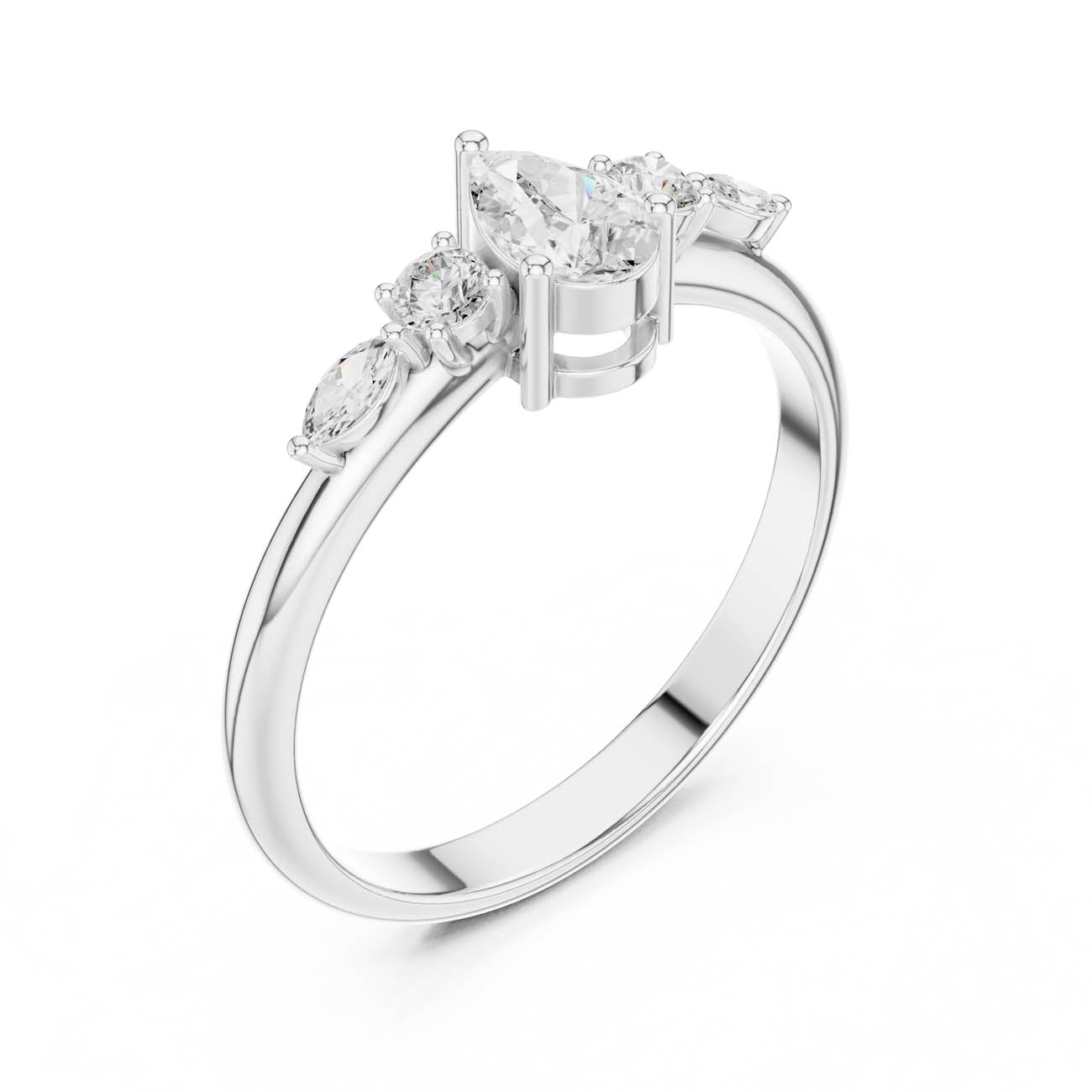 .38 Ct. Pear Diamond Ring with Round and Marquise Side Stones (HLR-91) 6