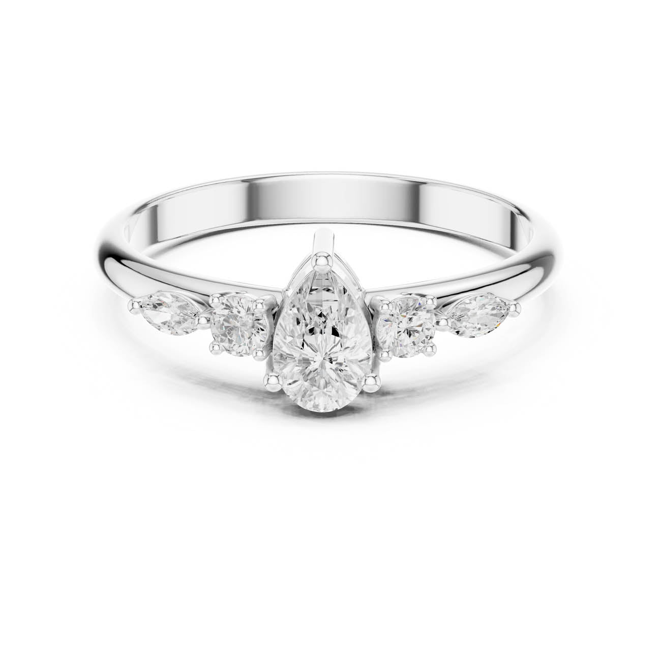 .38 Ct. Pear Diamond Ring with Round and Marquise Side Stones (HLR-91) 5