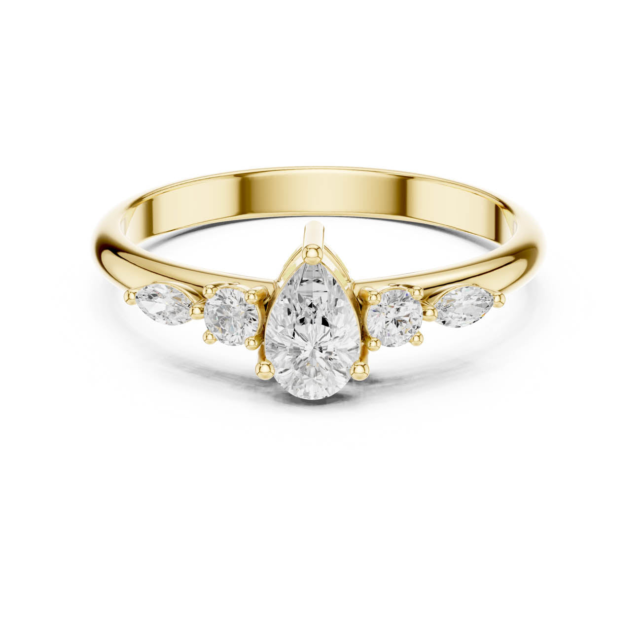 .38 Ct. Pear Diamond Ring with Round and Marquise Side Stones (HLR-91)