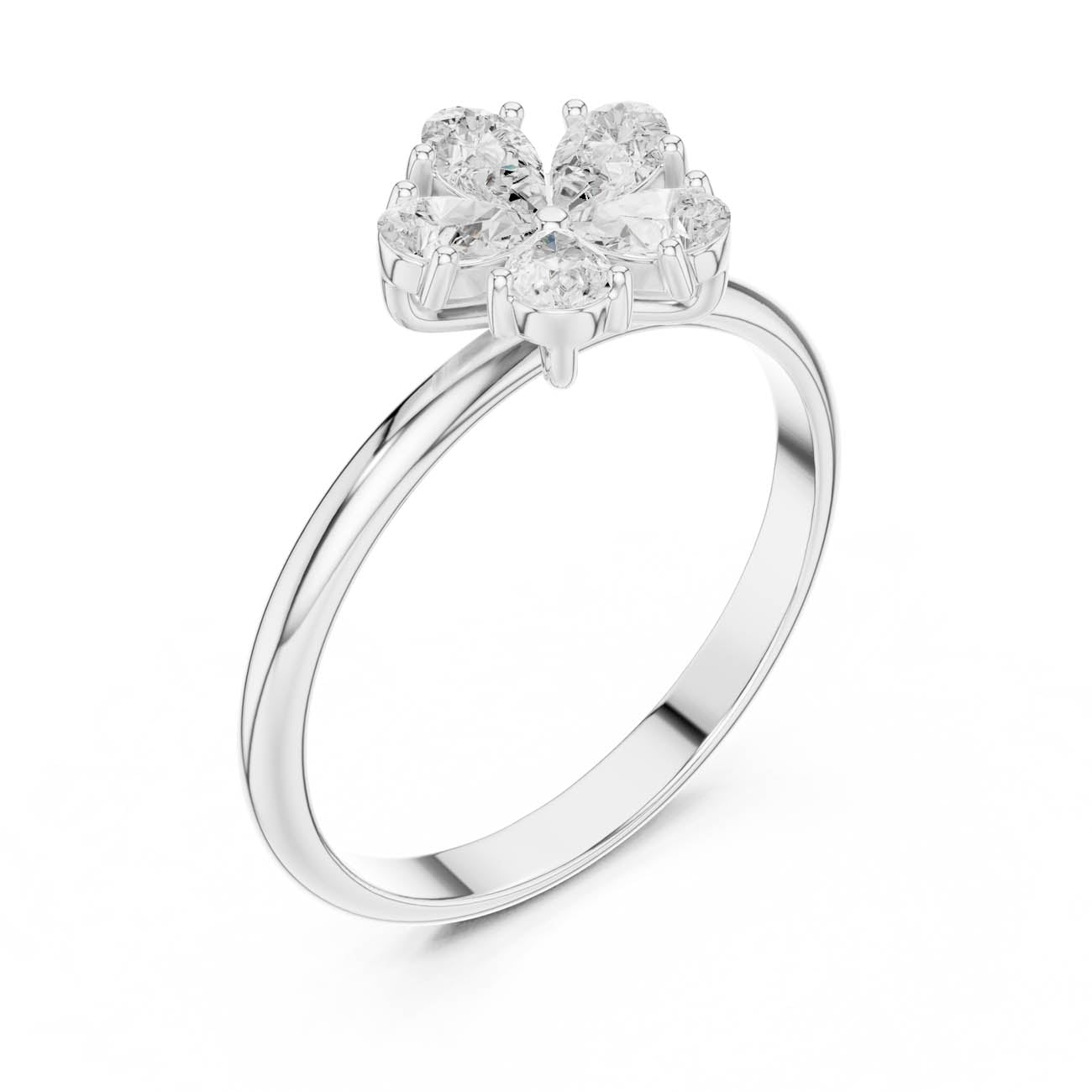 .46 Ct. All-Pear Diamond Floral Cluster Ring (HLR-92) 6