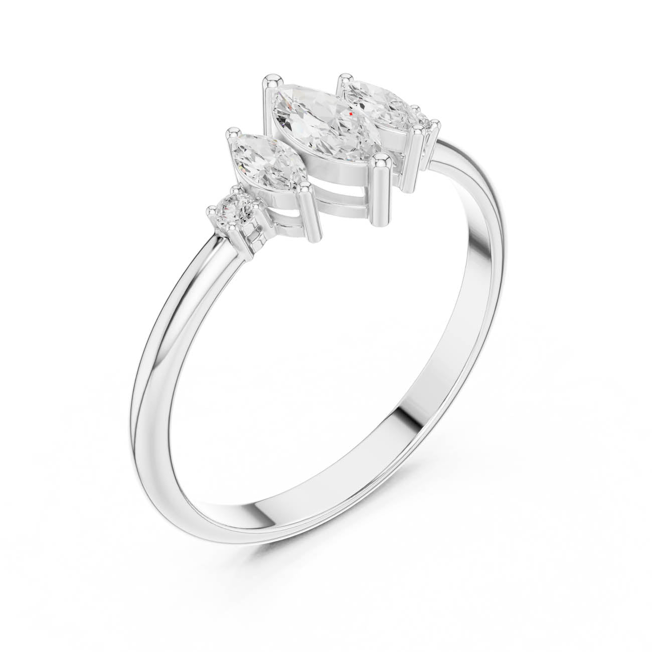 .31 Ct. Marquise Diamond Trio Ring with Round Side Accents (HLR-93) 6