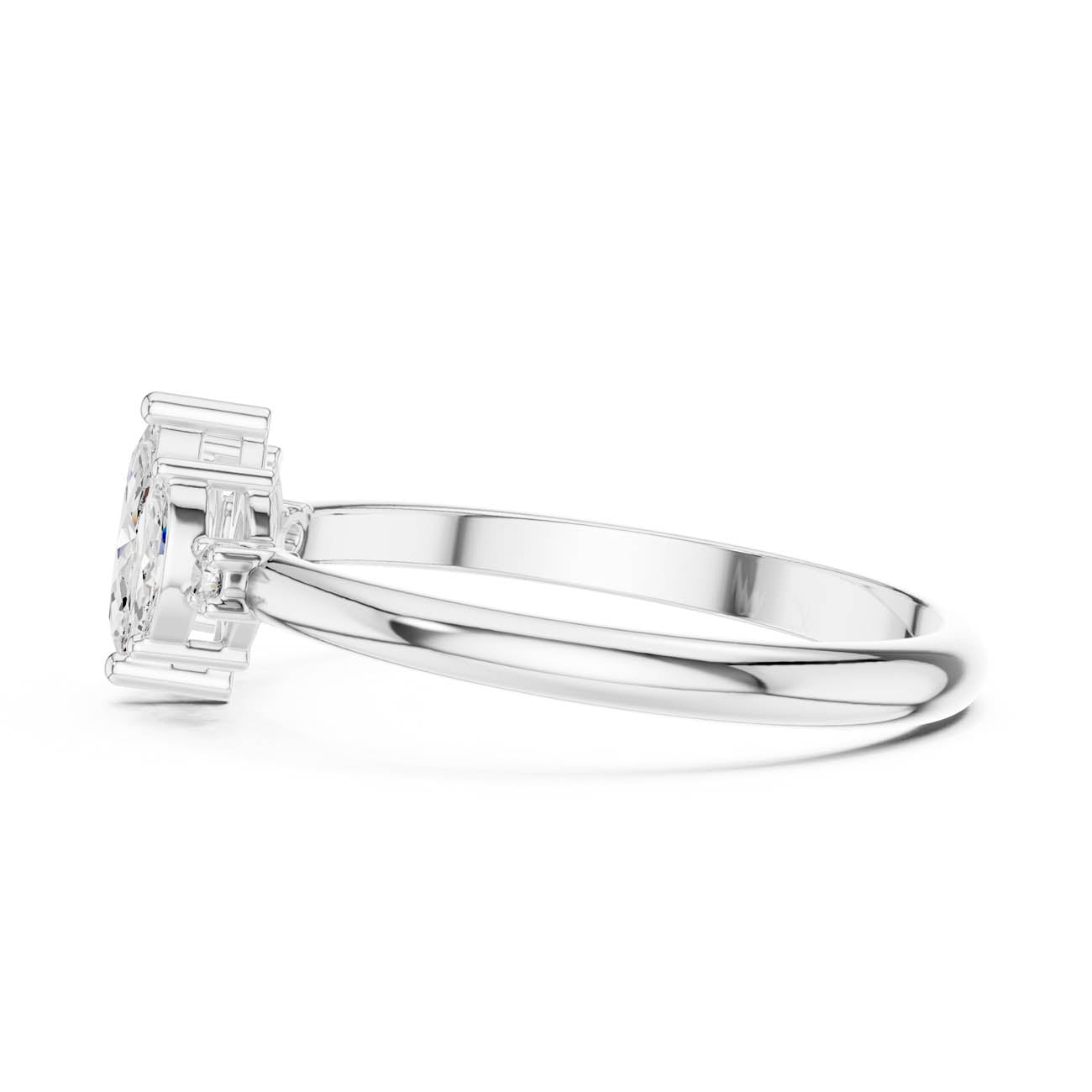 .31 Ct. Marquise Diamond Trio Ring with Round Side Accents (HLR-93) 12