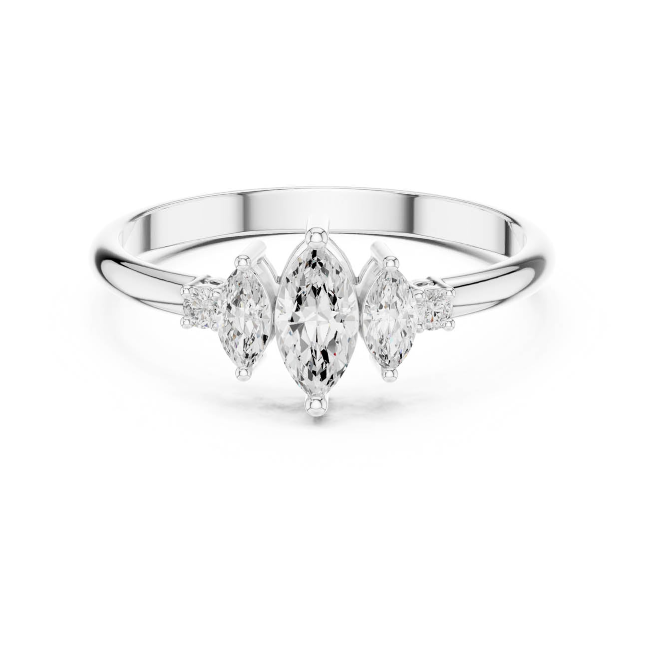 .31 Ct. Marquise Diamond Trio Ring with Round Side Accents (HLR-93) 5