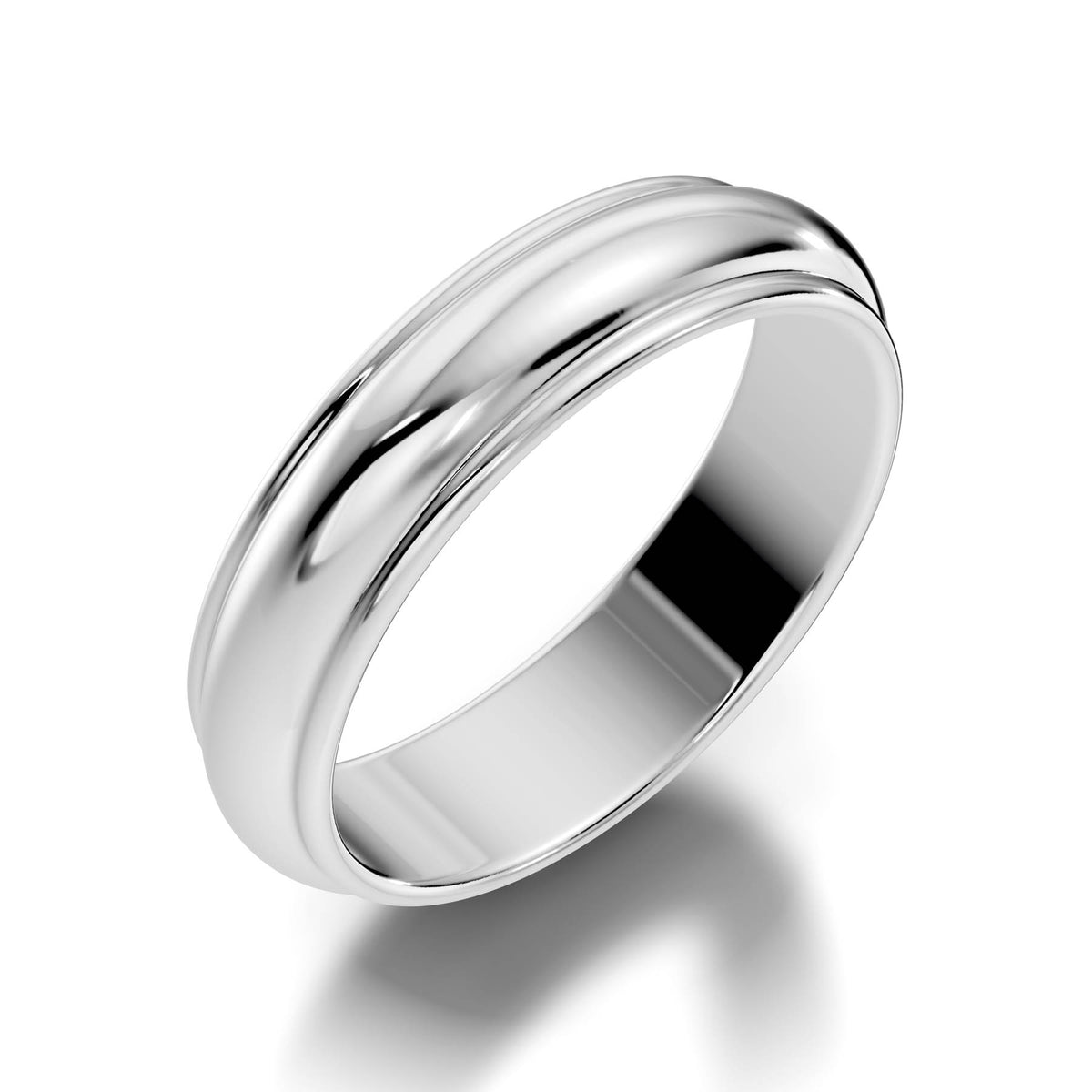 Classic Half-Round Wedding Band with Polished Comfort Fit Design (HREW500) 4