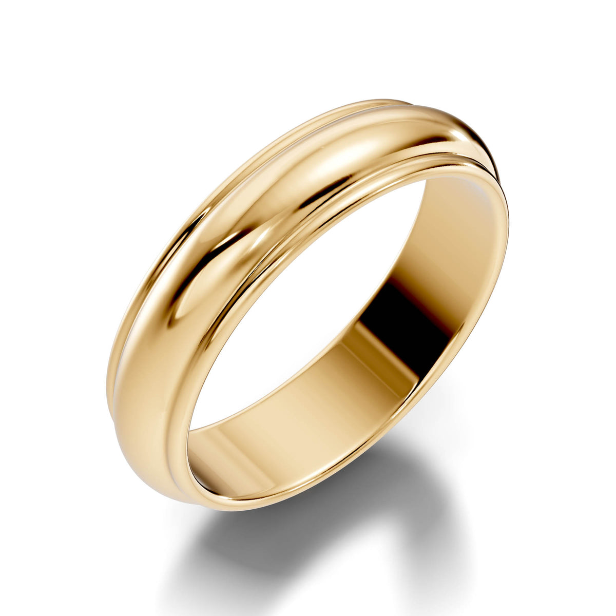 Classic Half-Round Wedding Band with Polished Comfort Fit Design (HREW500) 2