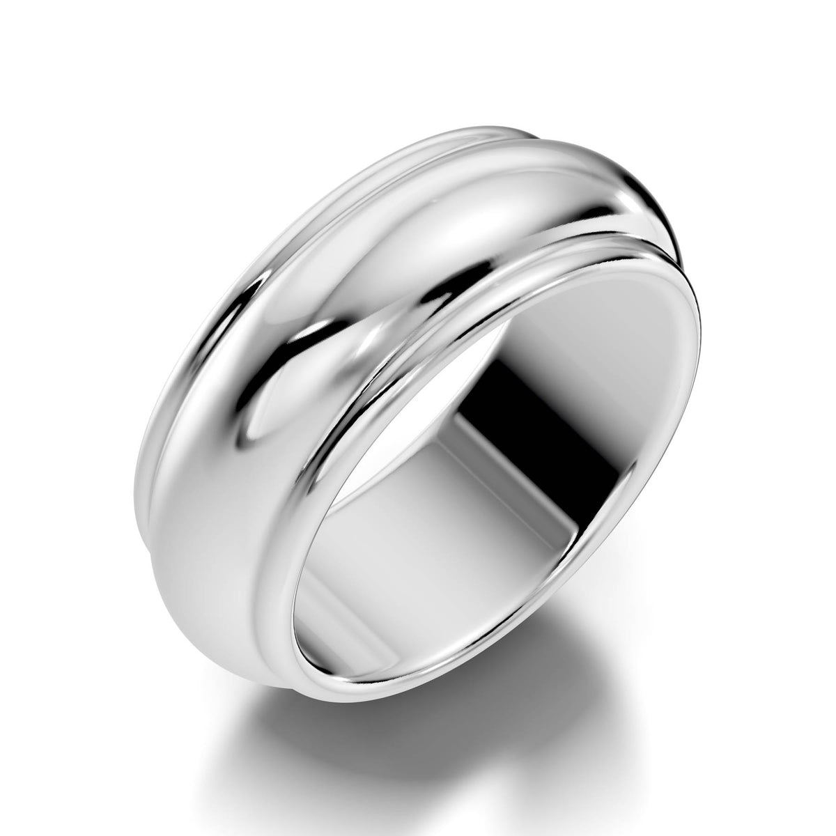 Wide Half-Round Wedding Band with Polished Domed Profile (HREW800) 11