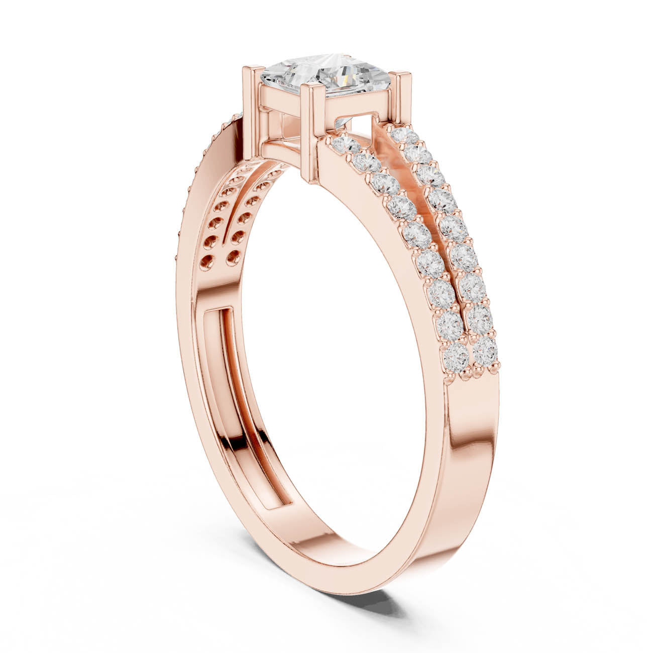 .62 Ct. Princess Cut Diamond Solitaire with Double Pavé Split Band (JER-64) 9