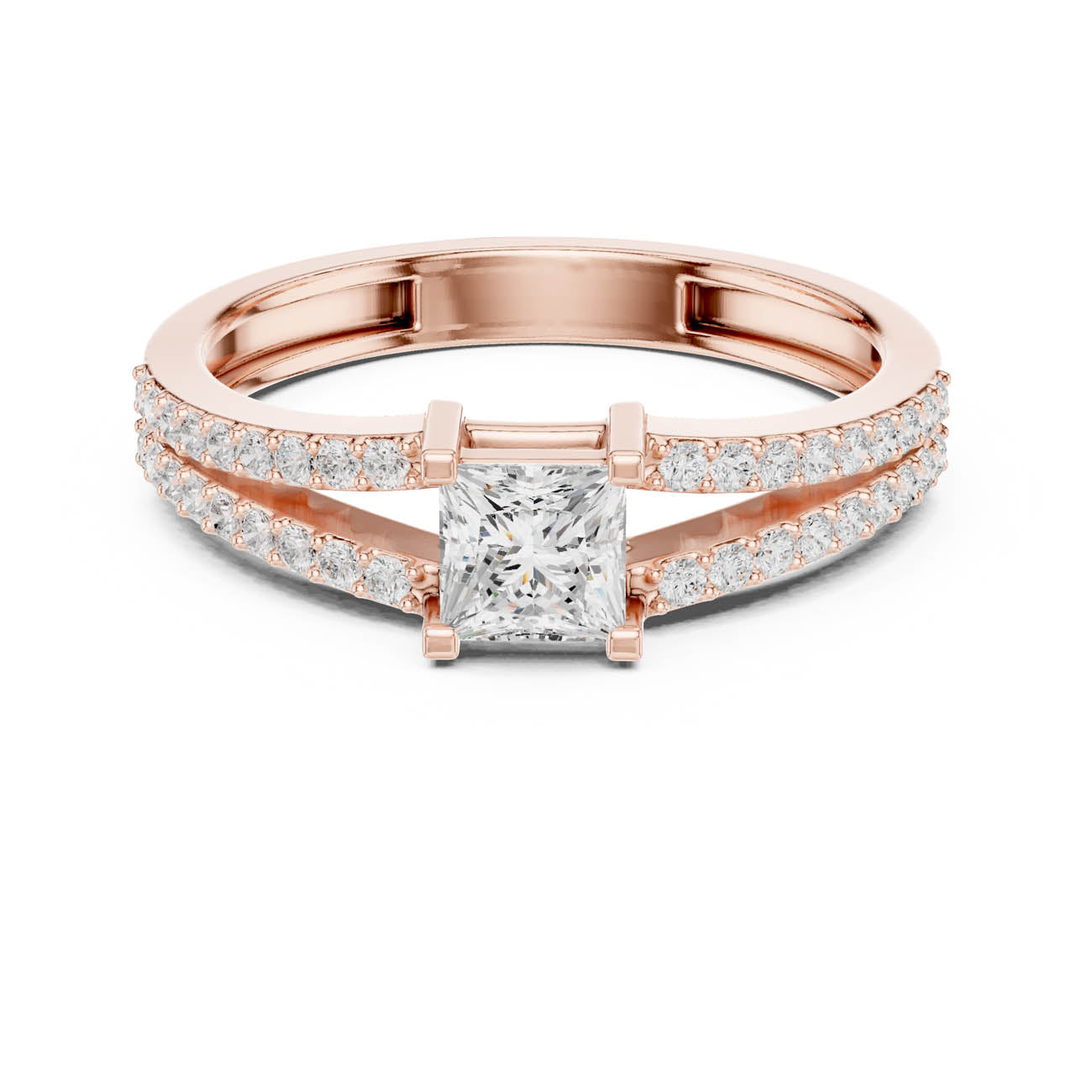 .62 Ct. Princess Cut Diamond Solitaire with Double Pavé Split Band (JER-64) 5