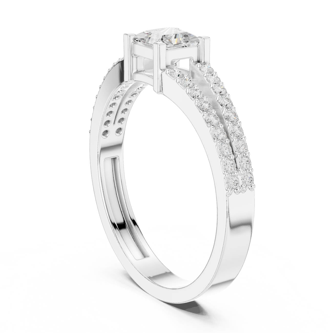.62 Ct. Princess Cut Diamond Solitaire with Double Pavé Split Band (JER-64) 10