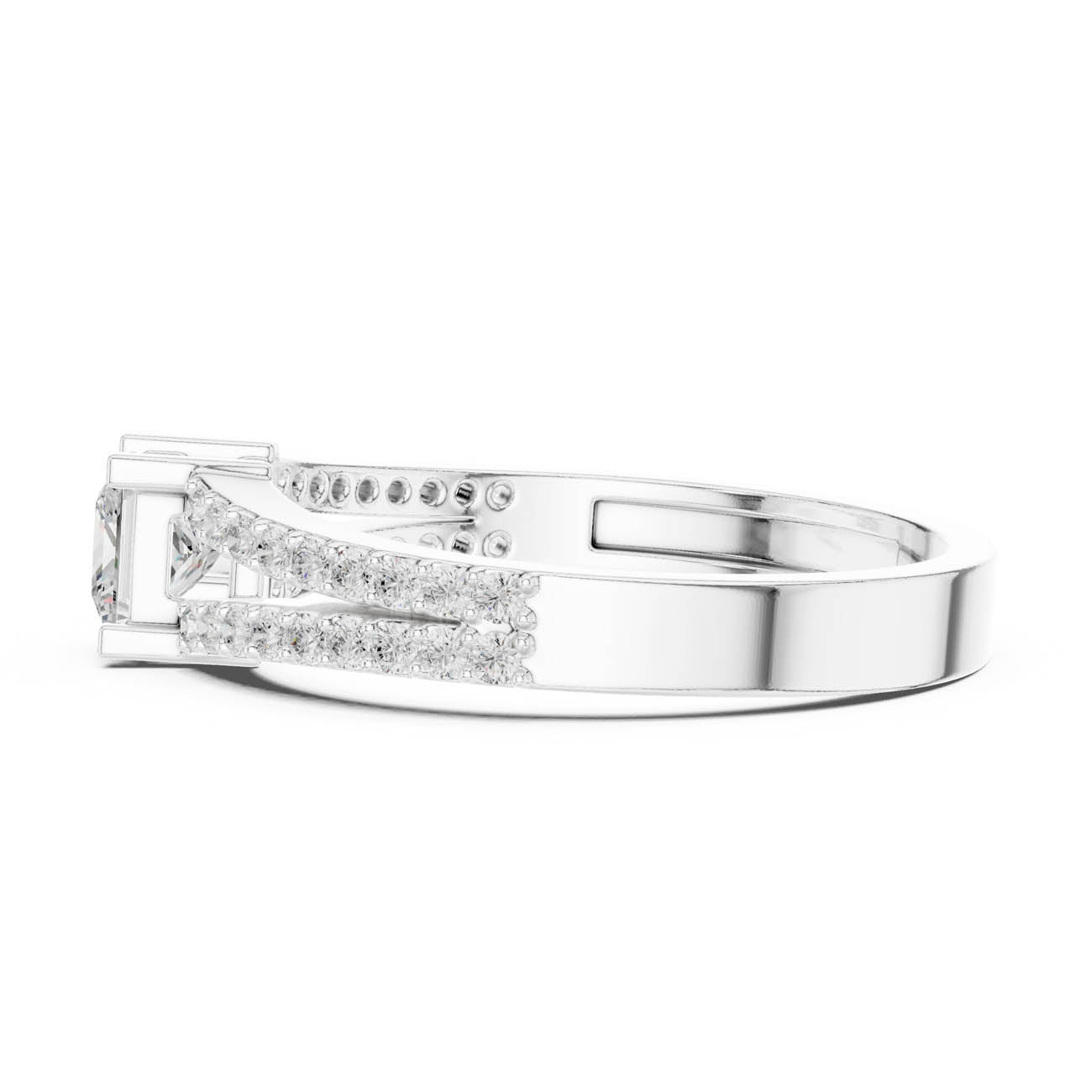 .62 Ct. Princess Cut Diamond Solitaire with Double Pavé Split Band (JER-64) 11