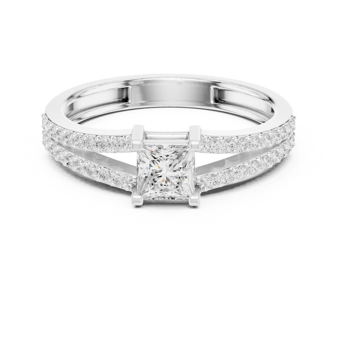 .62 Ct. Princess Cut Diamond Solitaire with Double Pavé Split Band (JER-64) 7