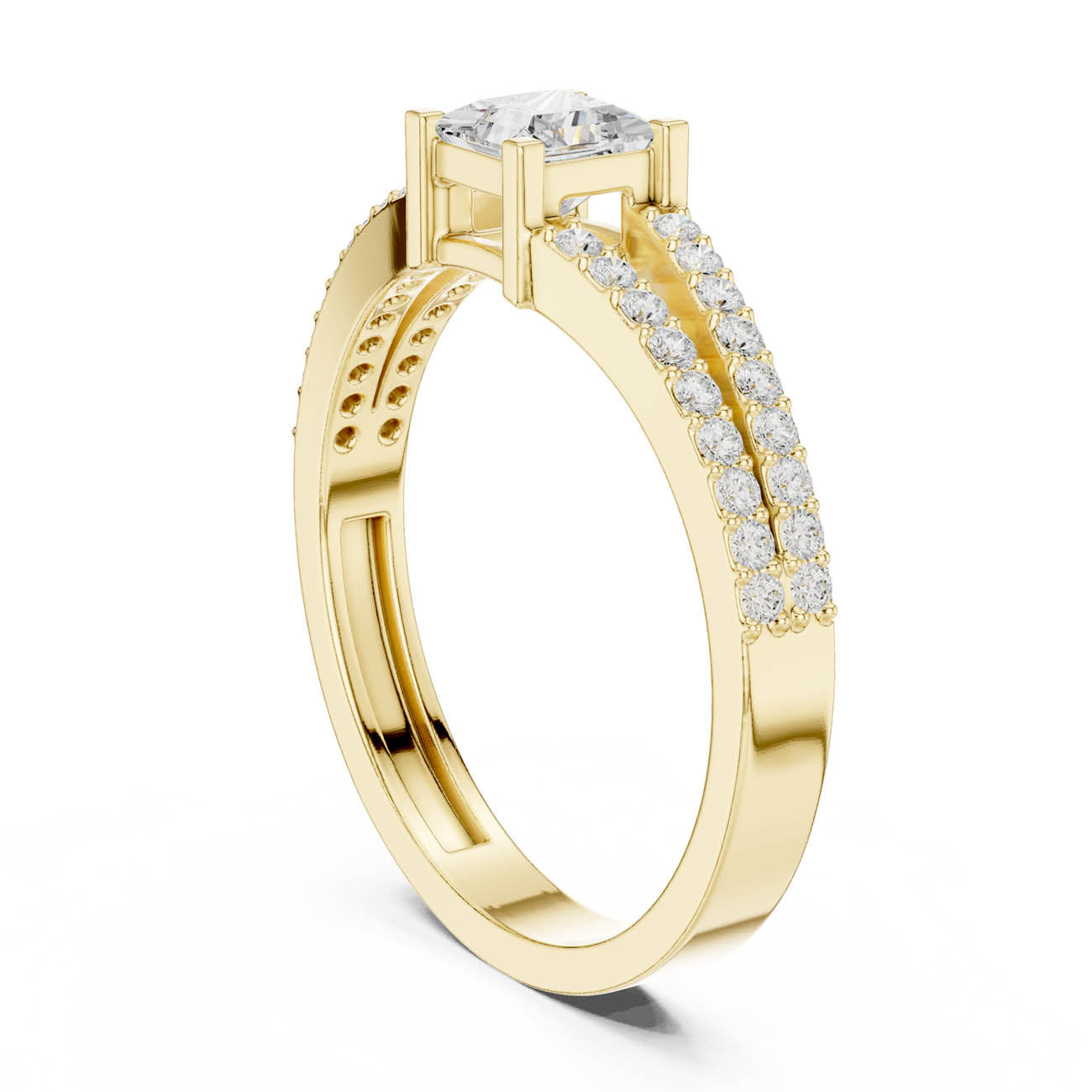 .62 Ct. Princess Cut Diamond Solitaire with Double Pavé Split Band (JER-64) 3