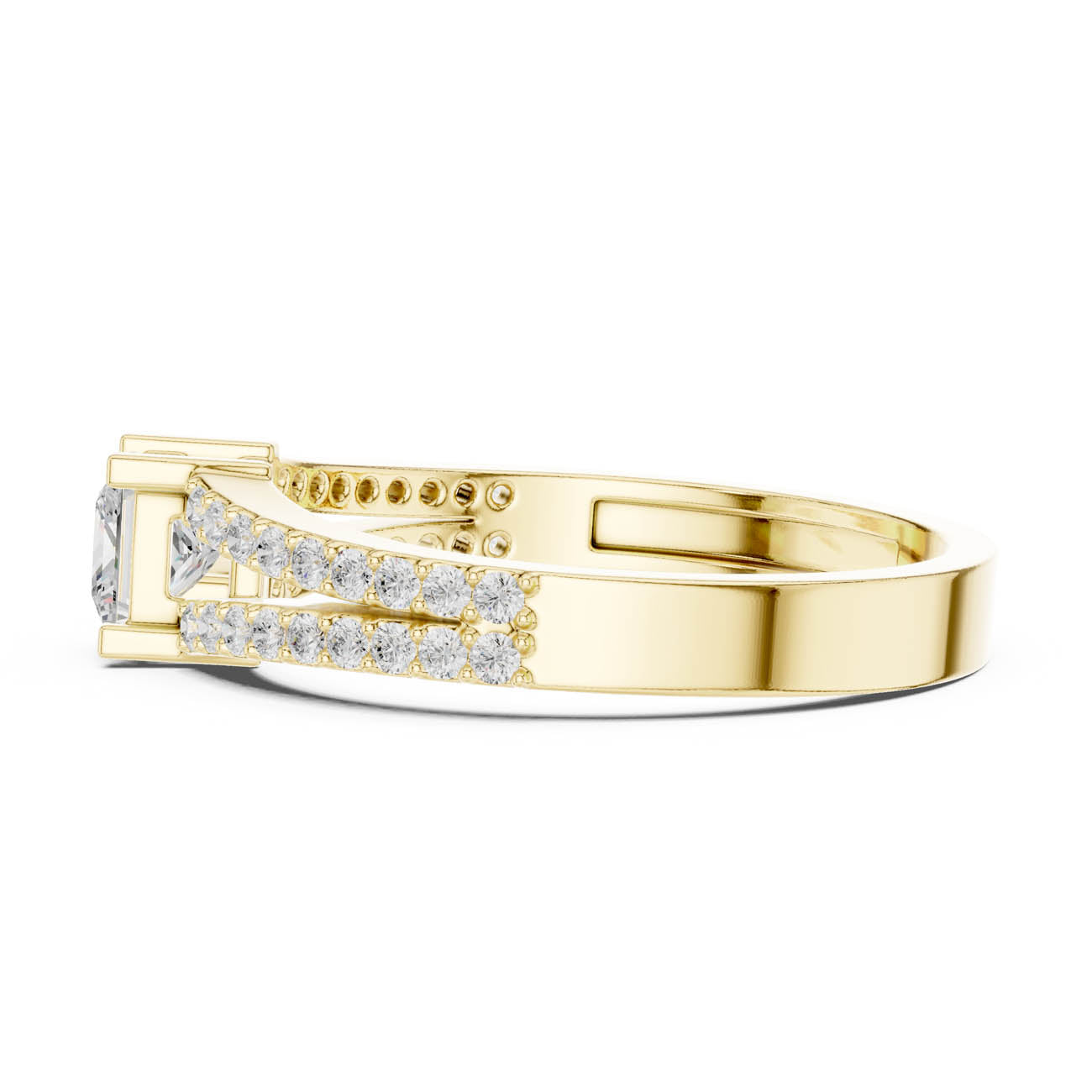 .62 Ct. Princess Cut Diamond Solitaire with Double Pavé Split Band (JER-64) 4