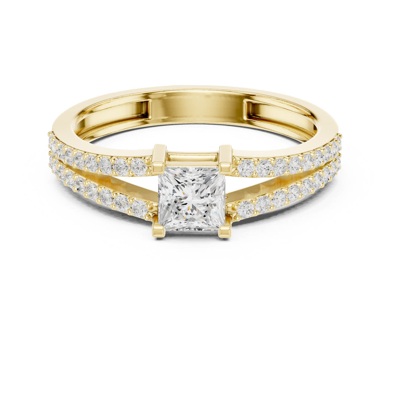 .62 Ct. Princess Cut Diamond Solitaire with Double Pavé Split Band (JER-64)