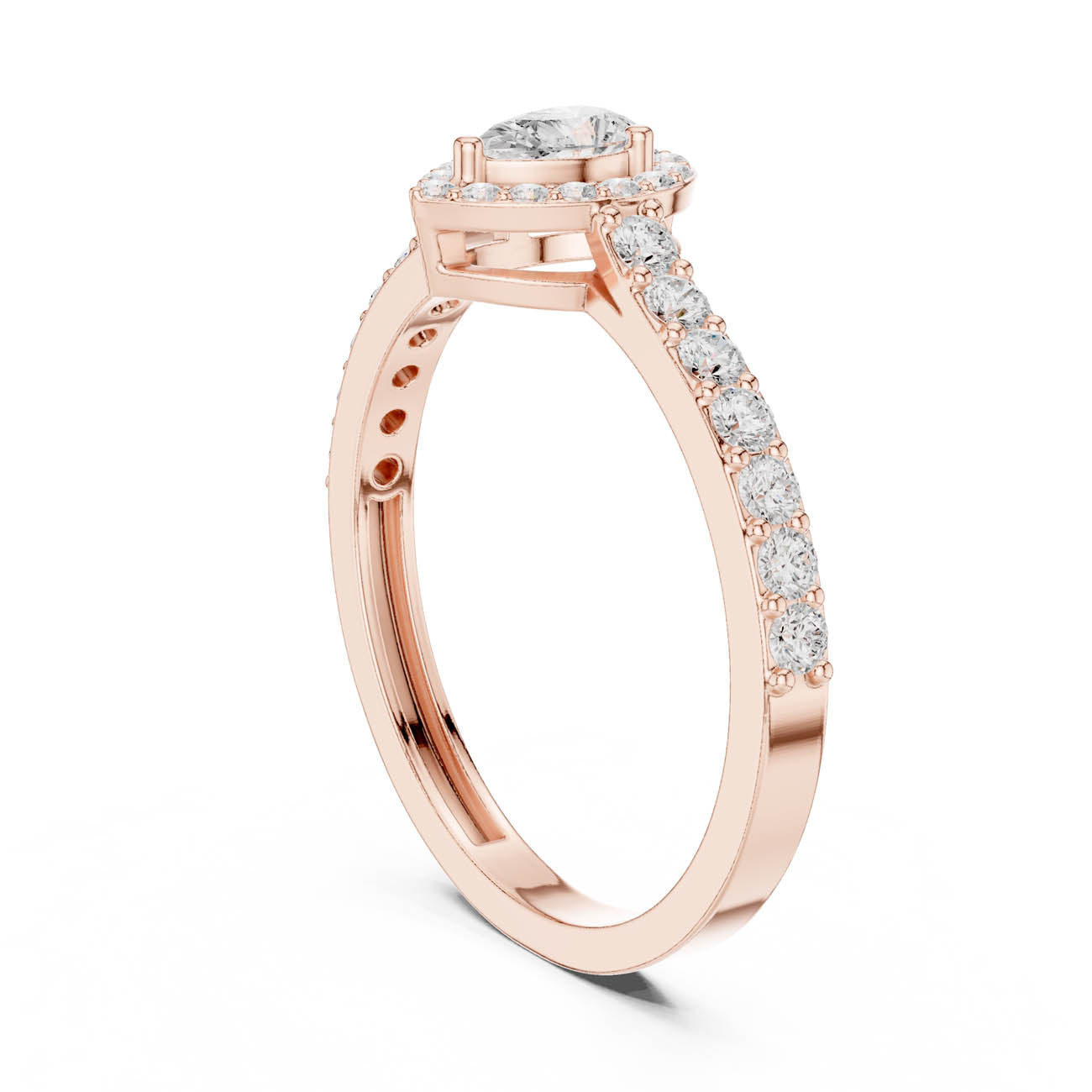 .48 Ct. Pear-Shaped Diamond Halo Ring with Pavé Band (JLR-102) 10