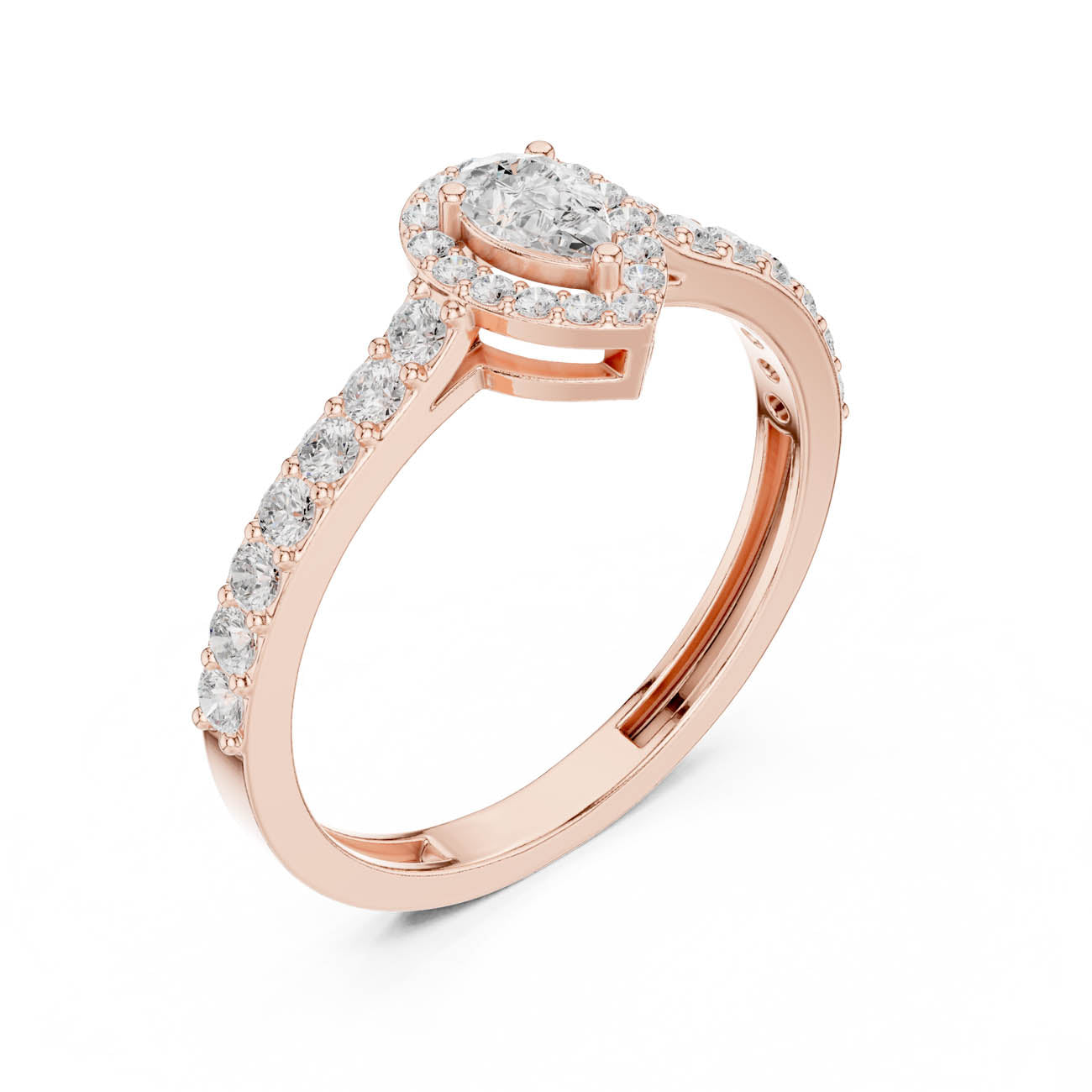 .48 Ct. Pear-Shaped Diamond Halo Ring with Pavé Band (JLR-102) 8
