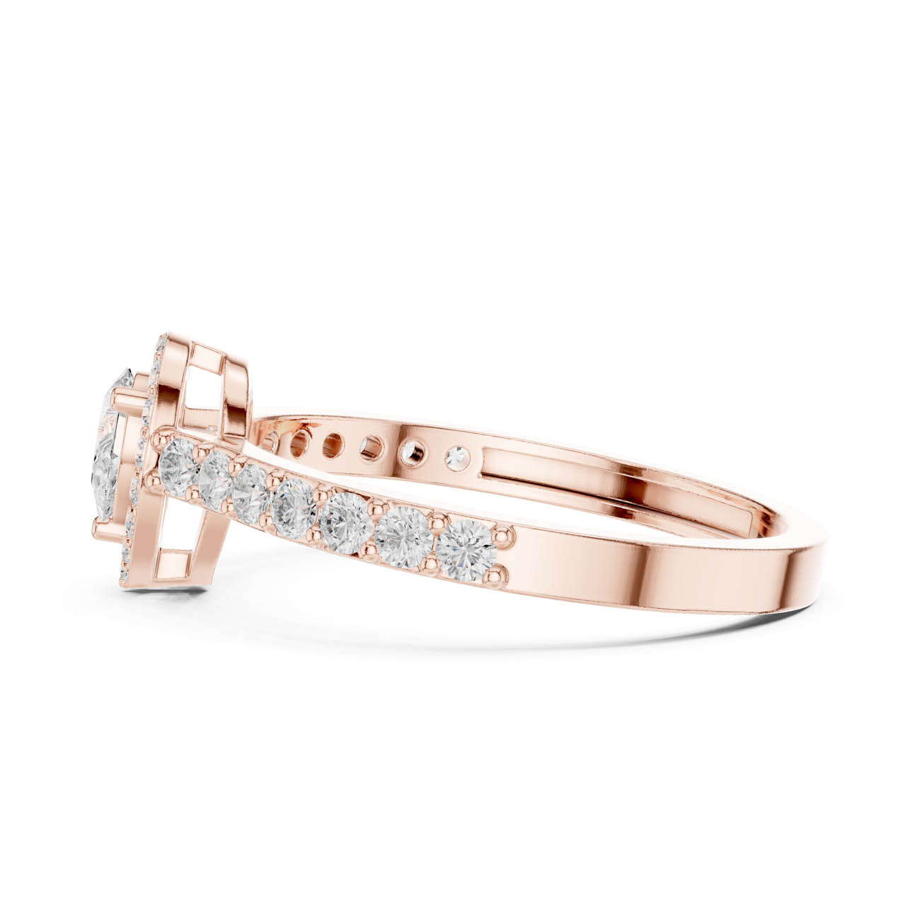 .48 Ct. Pear-Shaped Diamond Halo Ring with Pavé Band (JLR-102) 11