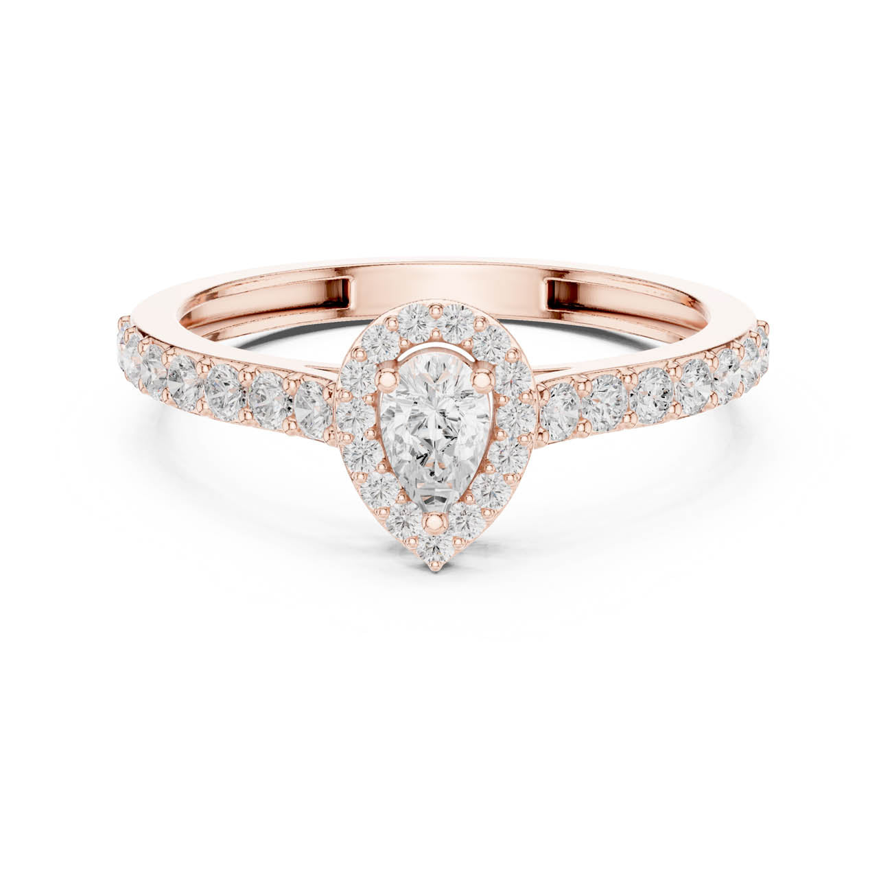 .48 Ct. Pear-Shaped Diamond Halo Ring with Pavé Band (JLR-102) 7