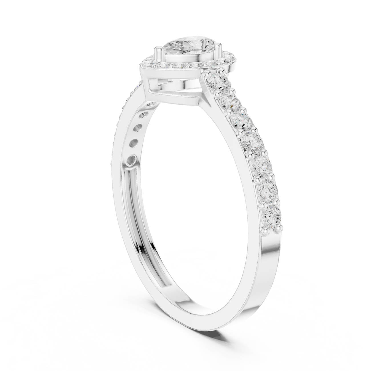 .48 Ct. Pear-Shaped Diamond Halo Ring with Pavé Band (JLR-102) 9