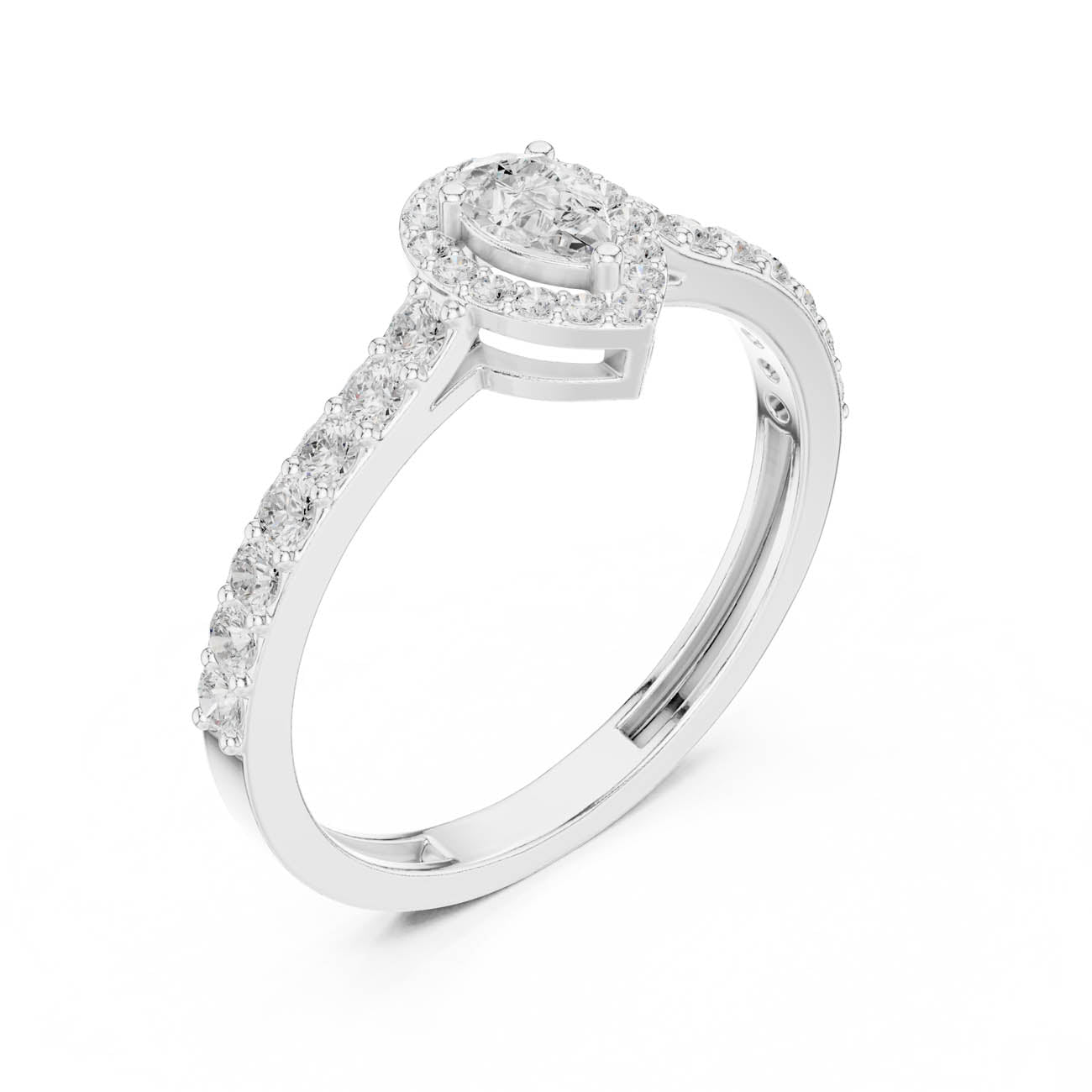 .48 Ct. Pear-Shaped Diamond Halo Ring with Pavé Band (JLR-102) 6