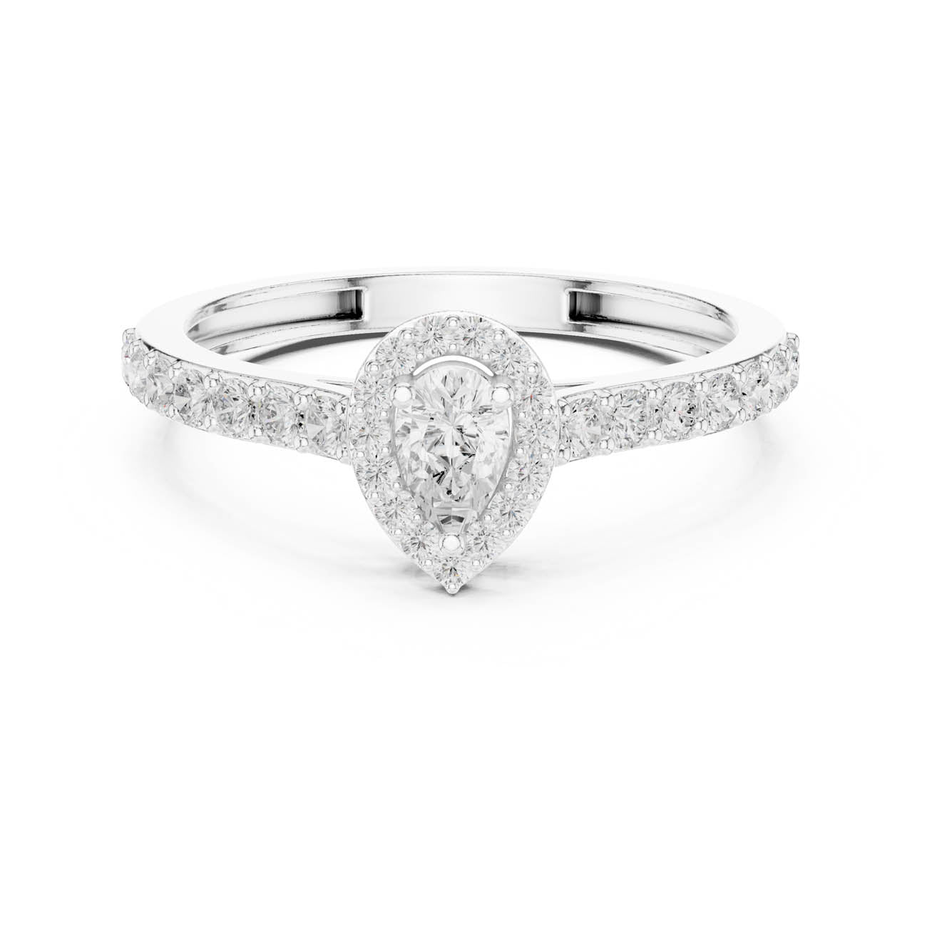 .48 Ct. Pear-Shaped Diamond Halo Ring with Pavé Band (JLR-102) 5
