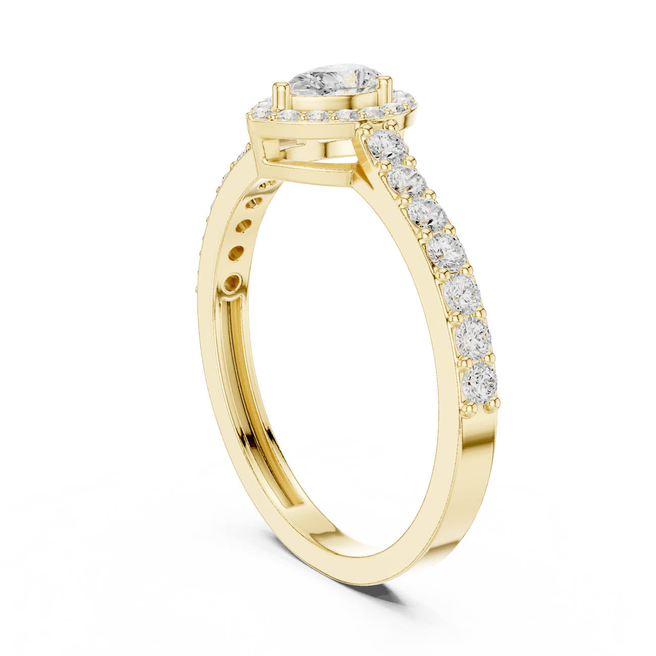 .48 Ct. Pear-Shaped Diamond Halo Ring with Pavé Band (JLR-102) 3