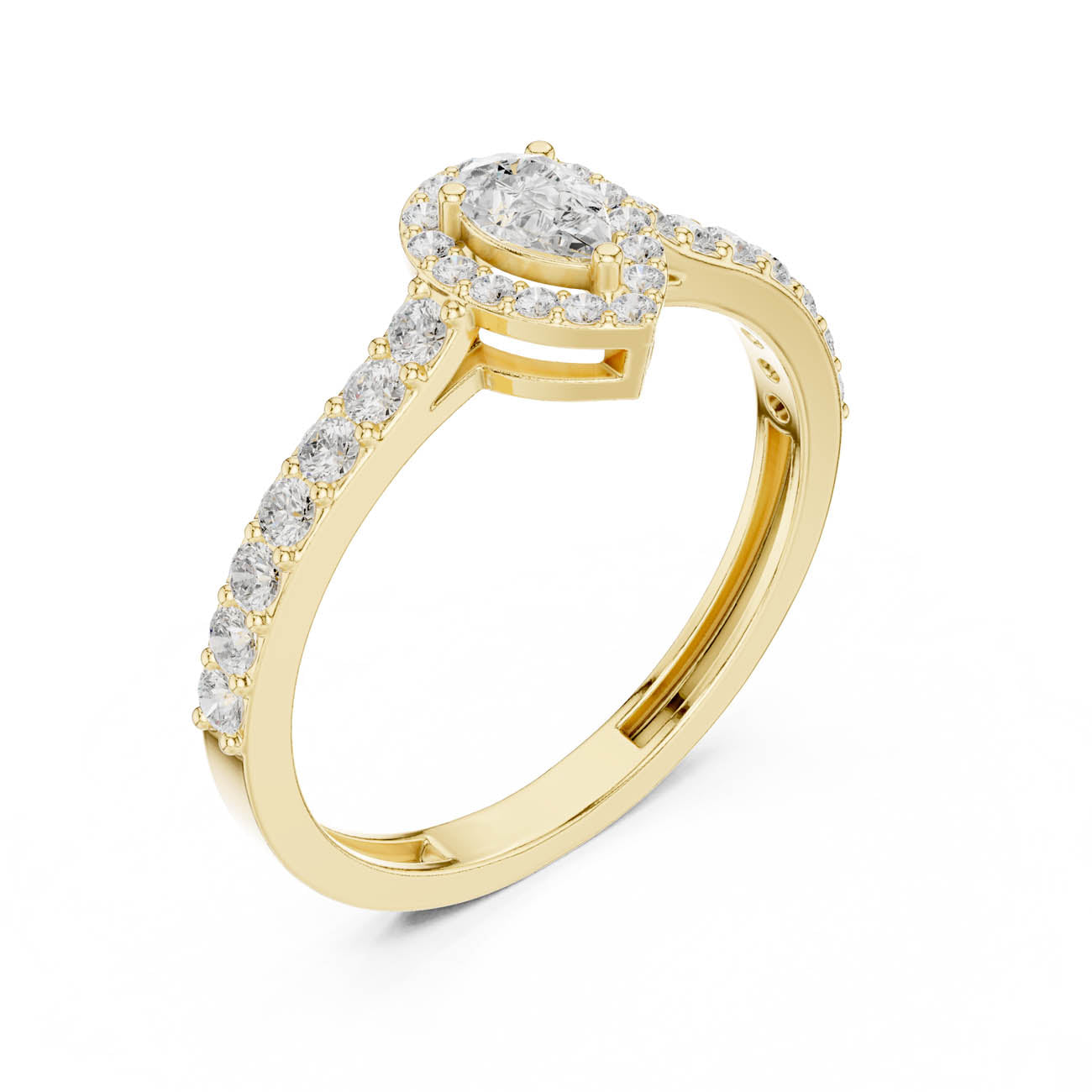 .48 Ct. Pear-Shaped Diamond Halo Ring with Pavé Band (JLR-102)