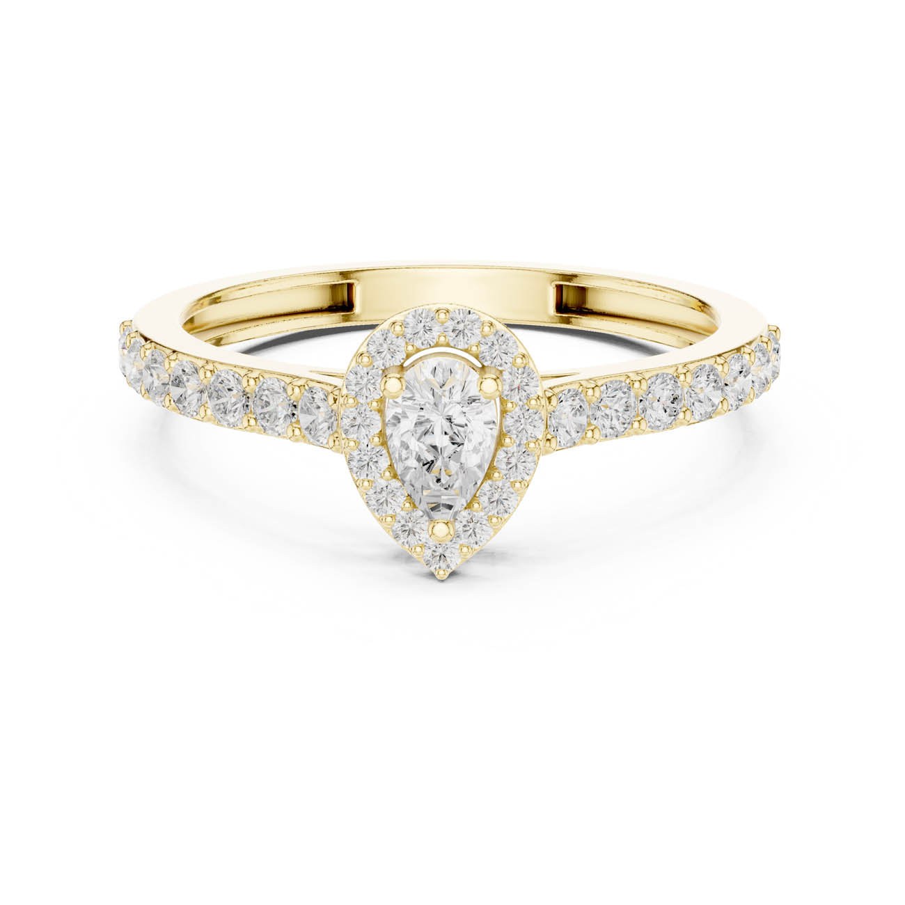 .48 Ct. Pear-Shaped Diamond Halo Ring with Pavé Band (JLR-102)