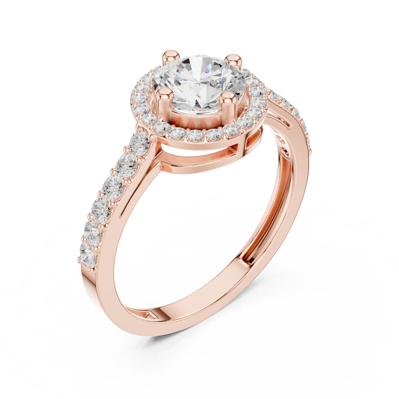 1.19 Ct. Round Diamond Halo Ring with Pavé Band (JLR-103) 8