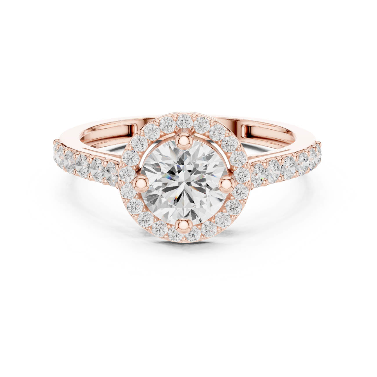 1.19 Ct. Round Diamond Halo Ring with Pavé Band (JLR-103) 7