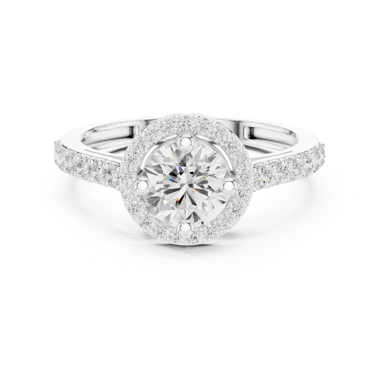 1.19 Ct. Round Diamond Halo Ring with Pavé Band (JLR-103) 5