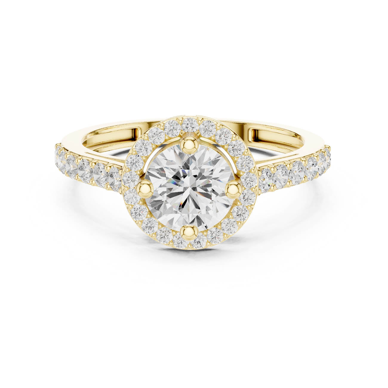 1.19 Ct. Round Diamond Halo Ring with Pavé Band (JLR-103)