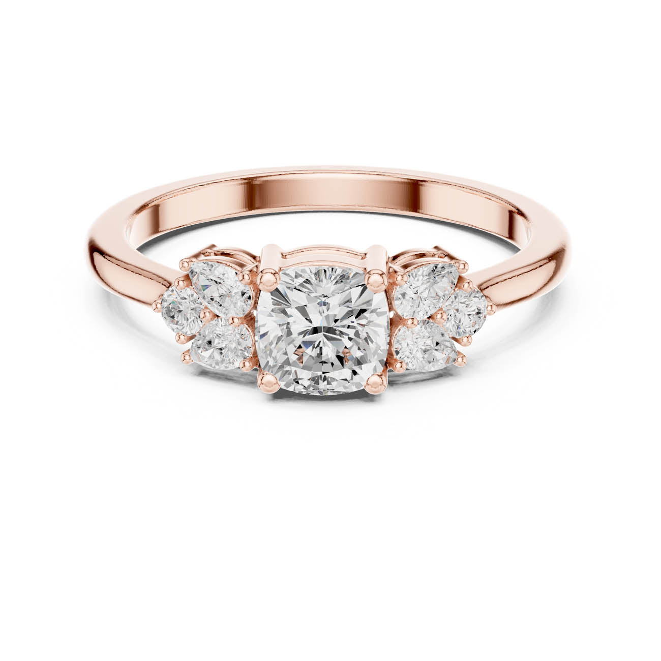 .89 Ct. Cushion Cut Diamond Ring with Pear and Round Side Stones (JLR-24) 7