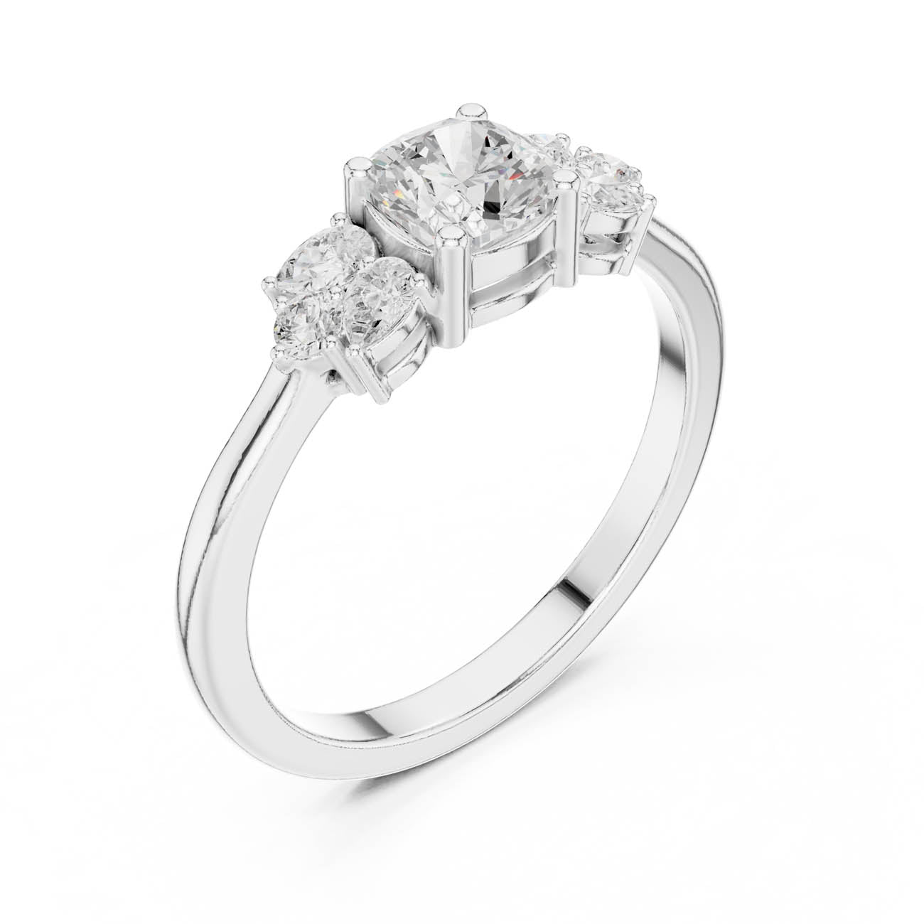 .89 Ct. Cushion Cut Diamond Ring with Pear and Round Side Stones (JLR-24) 6