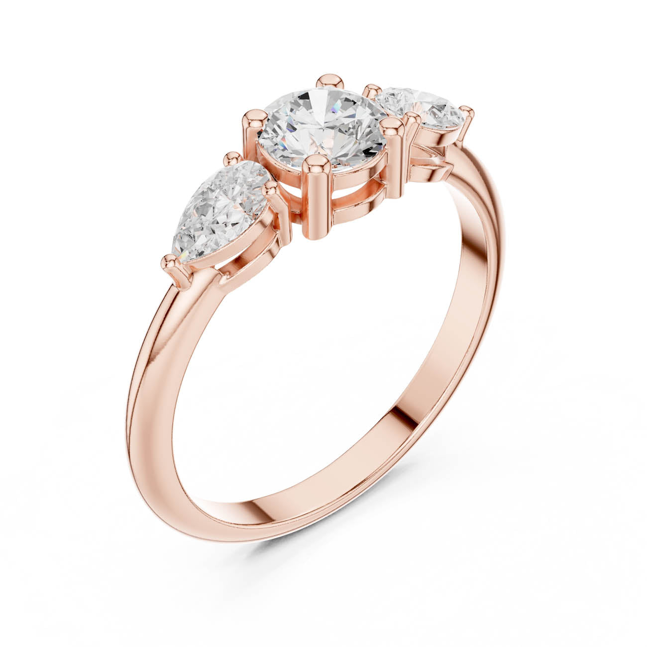 .81 Ct. Round Diamond Ring with Pear Side Stones (JLR-99) 8