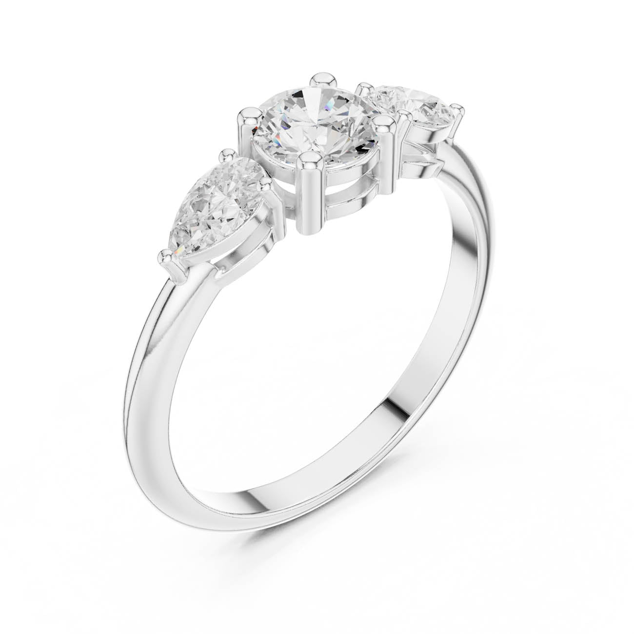 .81 Ct. Round Diamond Ring with Pear Side Stones (JLR-99) 6