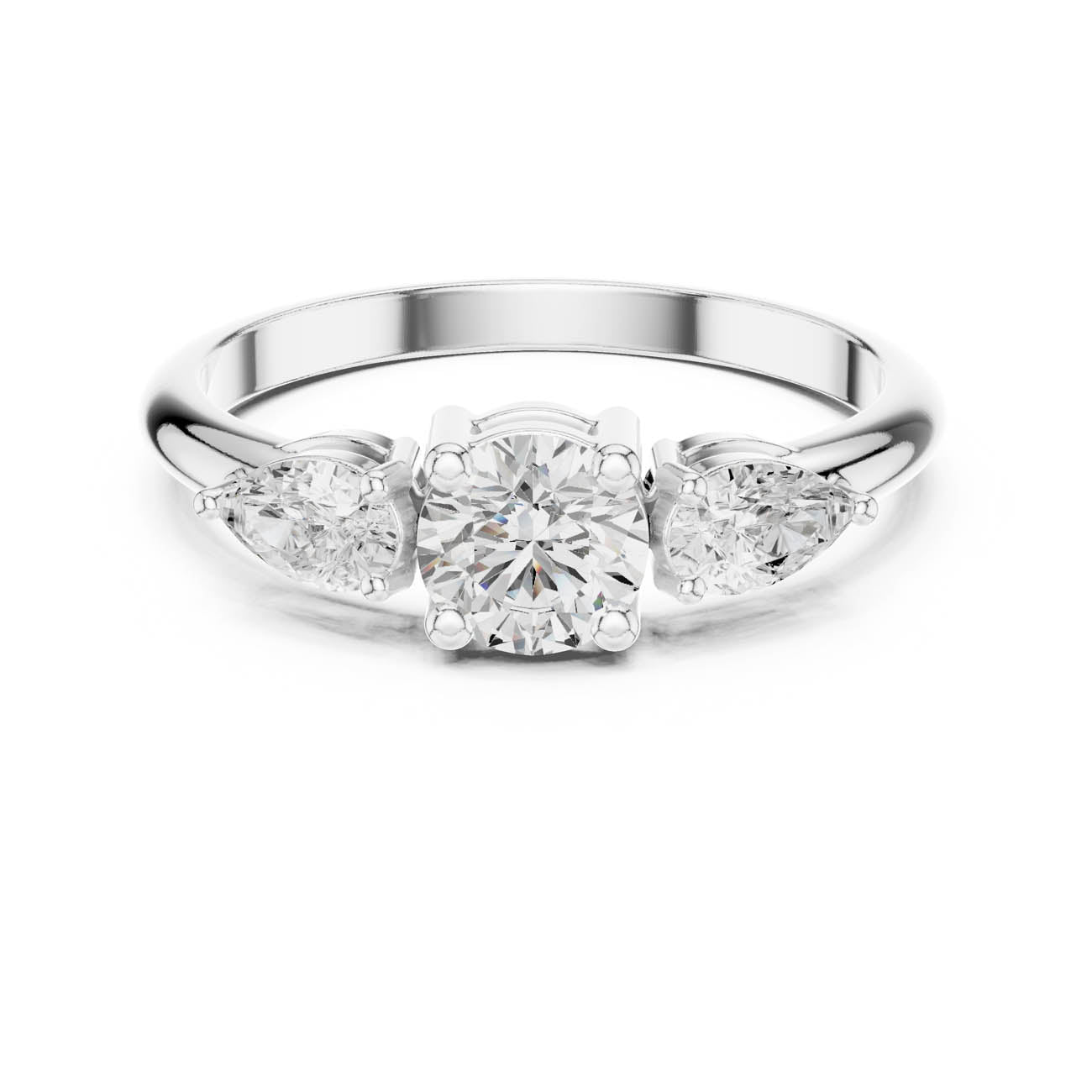 .81 Ct. Round Diamond Ring with Pear Side Stones (JLR-99)
