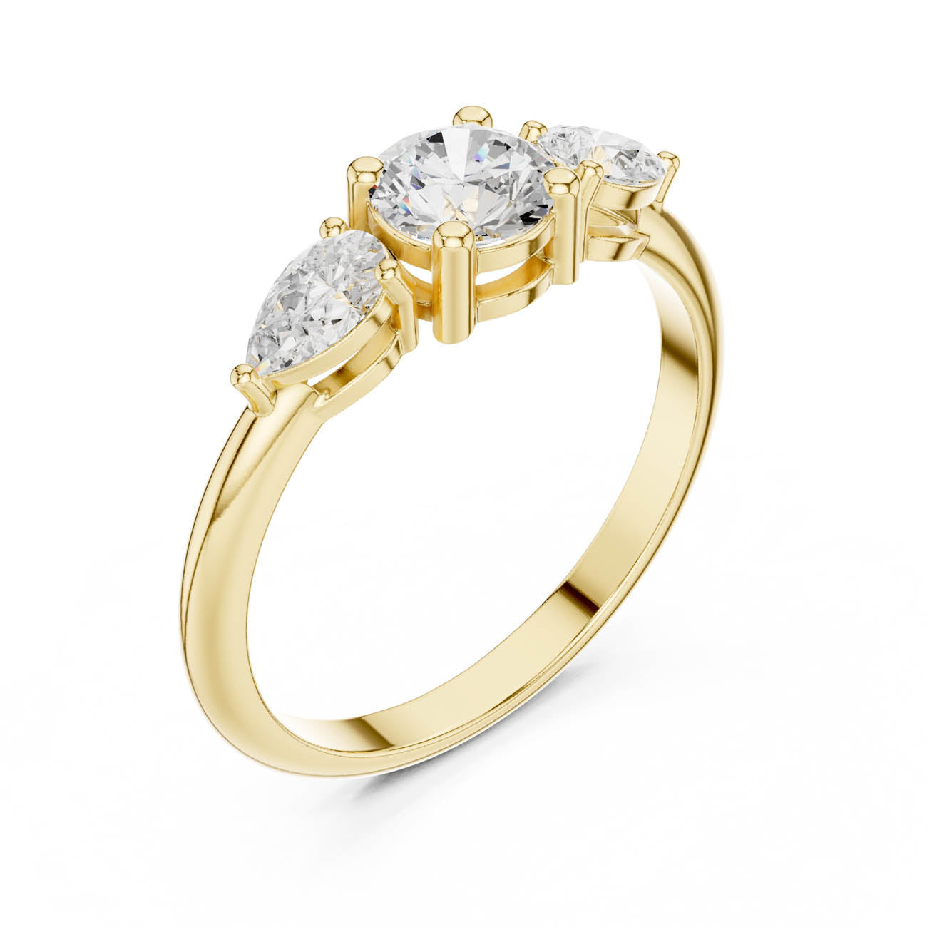 .81 Ct. Round Diamond Ring with Pear Side Stones (JLR-99)