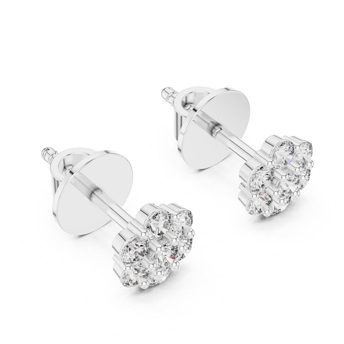 .42 Ct. Round Diamond Floral Cluster Earrings (L2-27#10001E) 5
