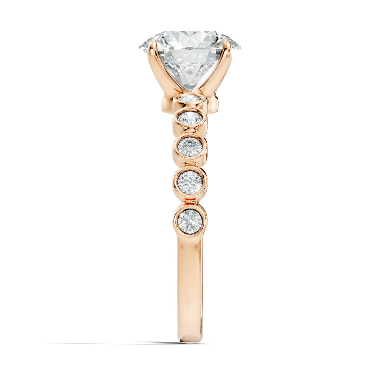 2.35 Ct. Round Diamond Bezel-Accented Solitaire Ring with Graduated Side Stones (L2-27#10009L) 15