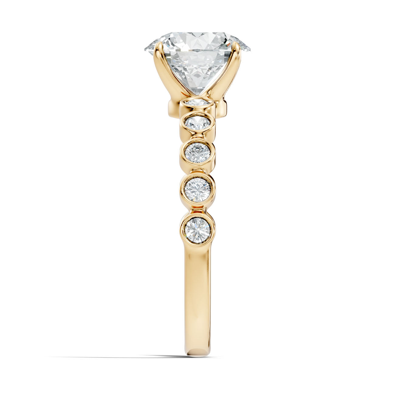 2.35 Ct. Round Diamond Bezel-Accented Solitaire Ring with Graduated Side Stones (L2-27#10009L) 12