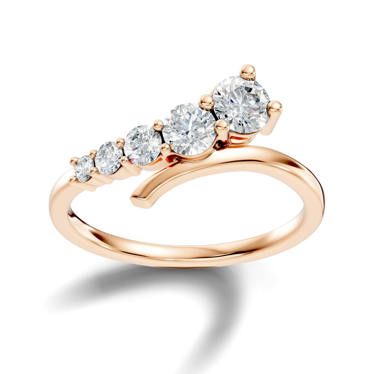 .90 Ct. Graduated Round Diamond Five-Stone Ring with Curved Gallery (L2-27#10011L) 7