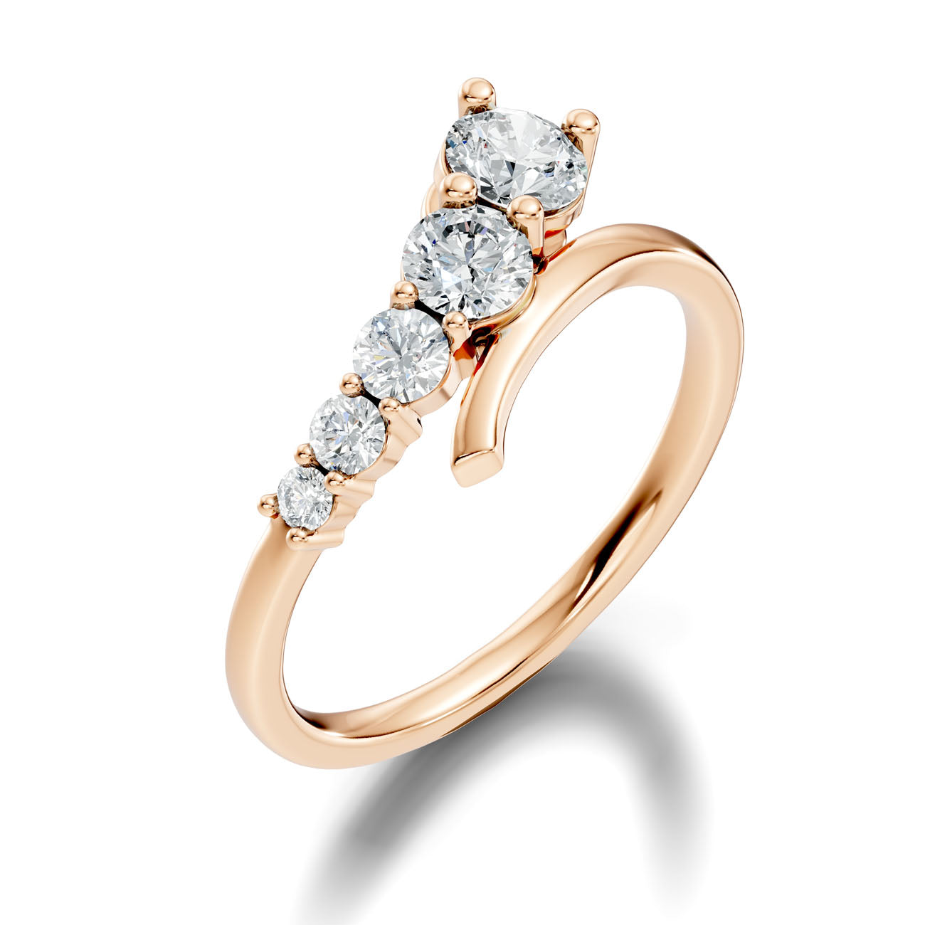 .90 Ct. Graduated Round Diamond Five-Stone Ring with Curved Gallery (L2-27#10011L) 8